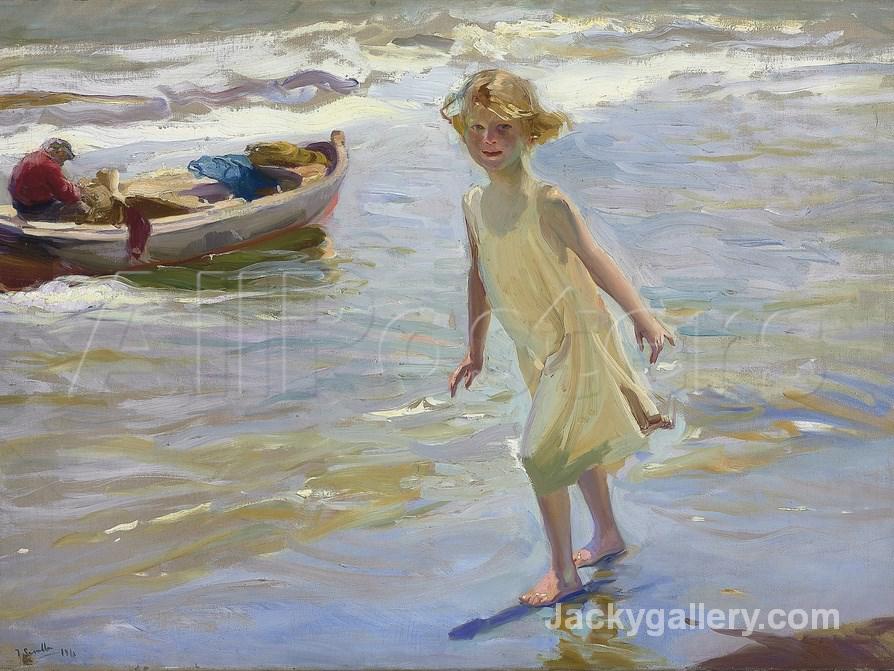 Girl on the beach by Joaquin Sorolla y Bastida paintings reproduction